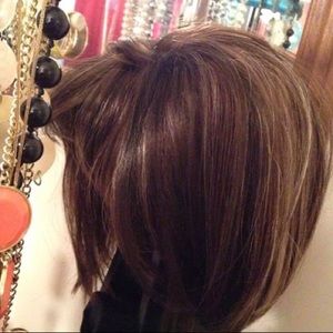 Brown/Blonde Symmetrical Bob Cut Synthetic Wig.